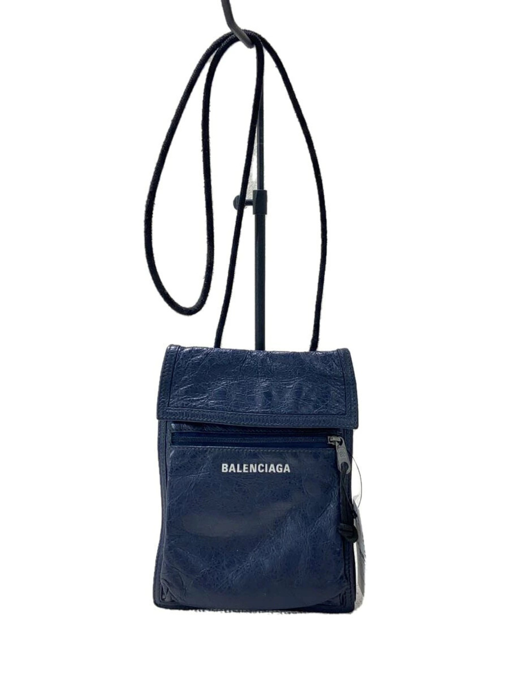 Balenciaga Pouch Clutch Leather Navy Blue